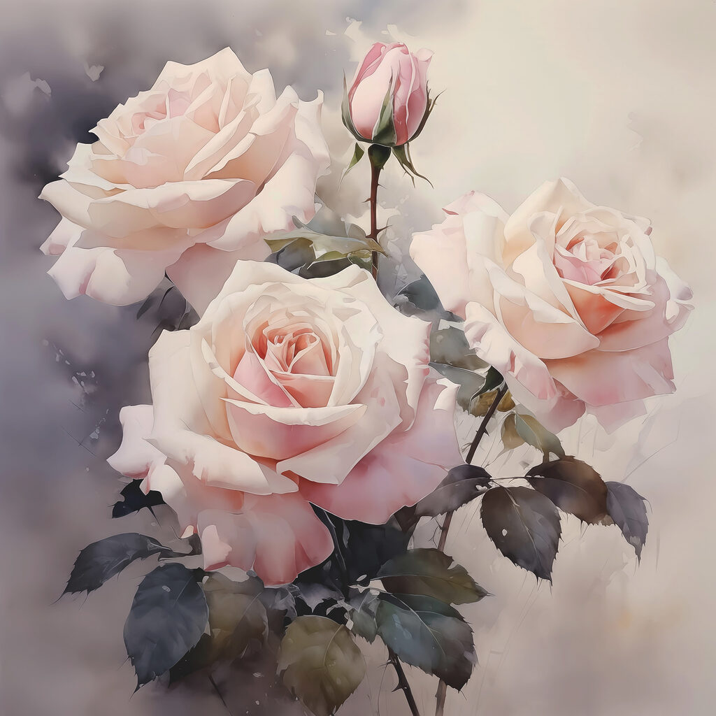 Rosas em rosa pálido — design completo