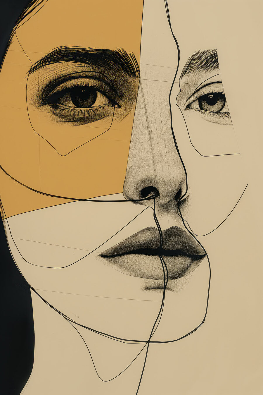 Rosto em tons ocre — design completo
