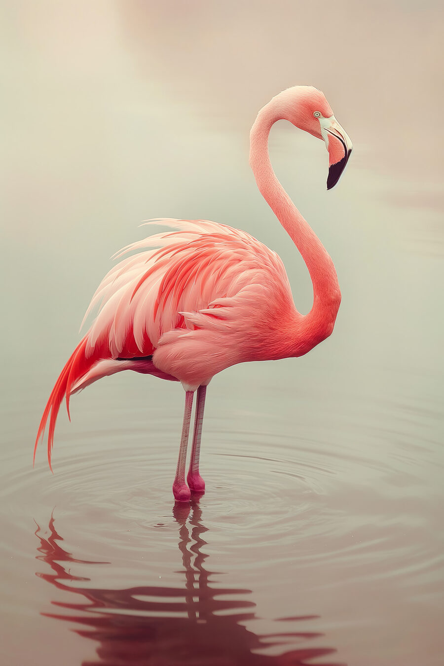 Flamingo em água calma — design completo