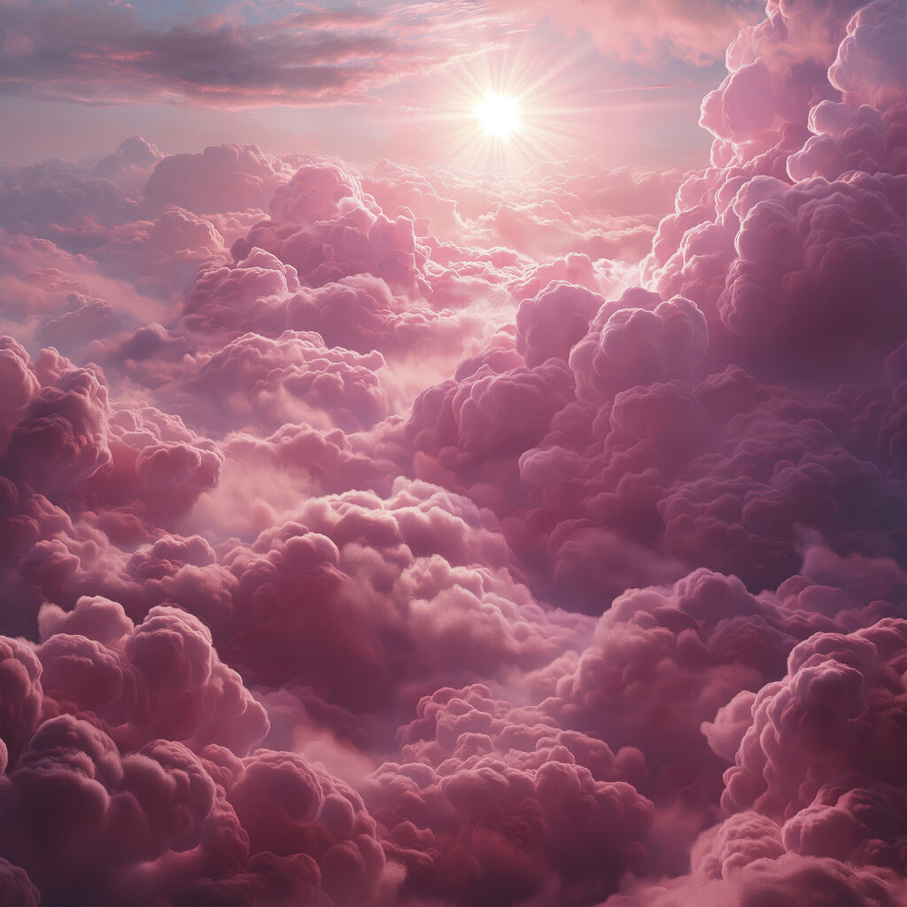 Sol sobre nuvens cor-de-rosa — design completo