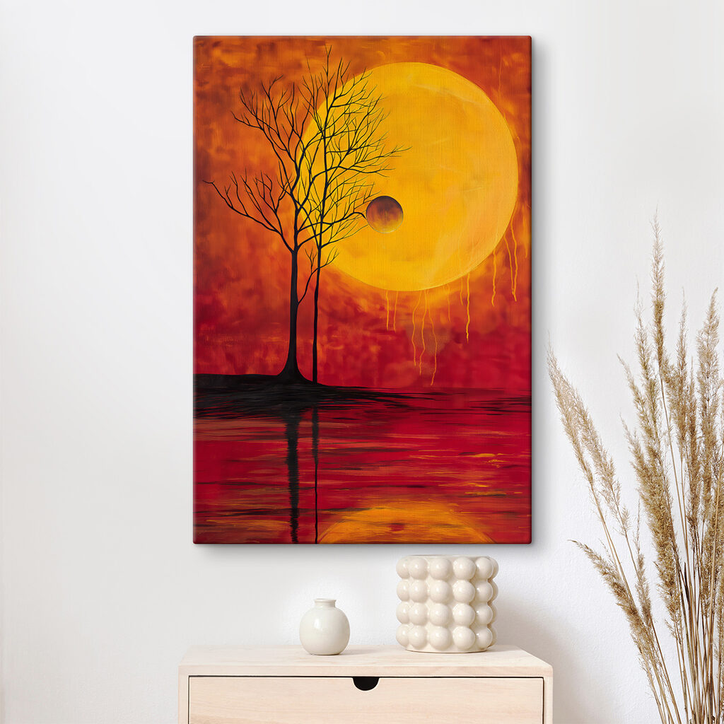 Árvores e lua laranja — interior 1