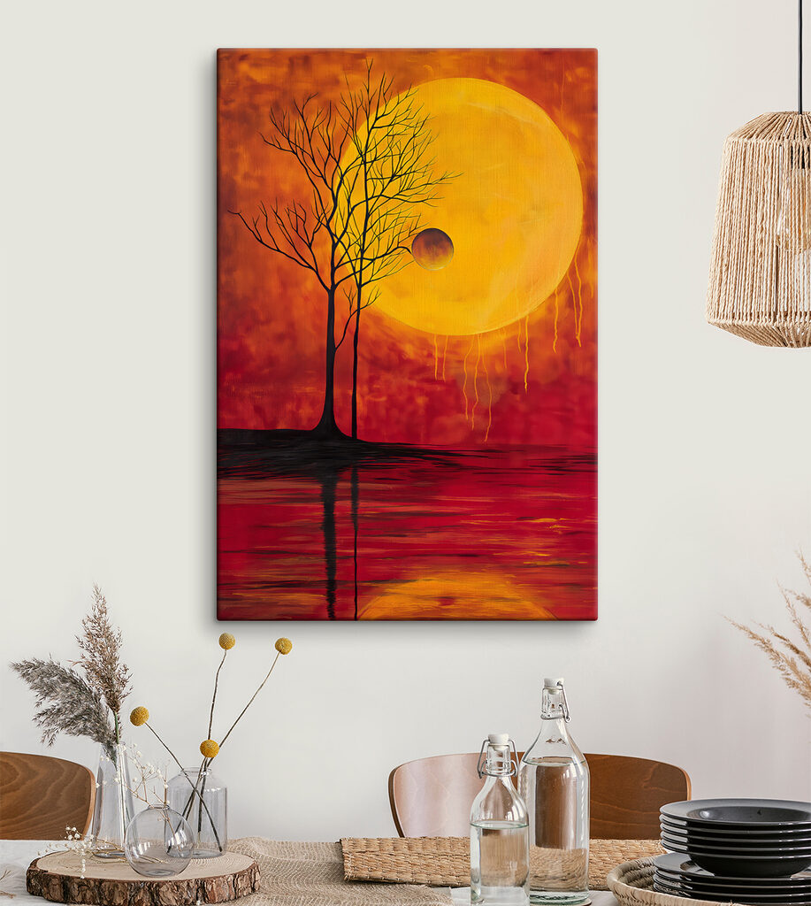 Árvores e lua laranja — interior 2