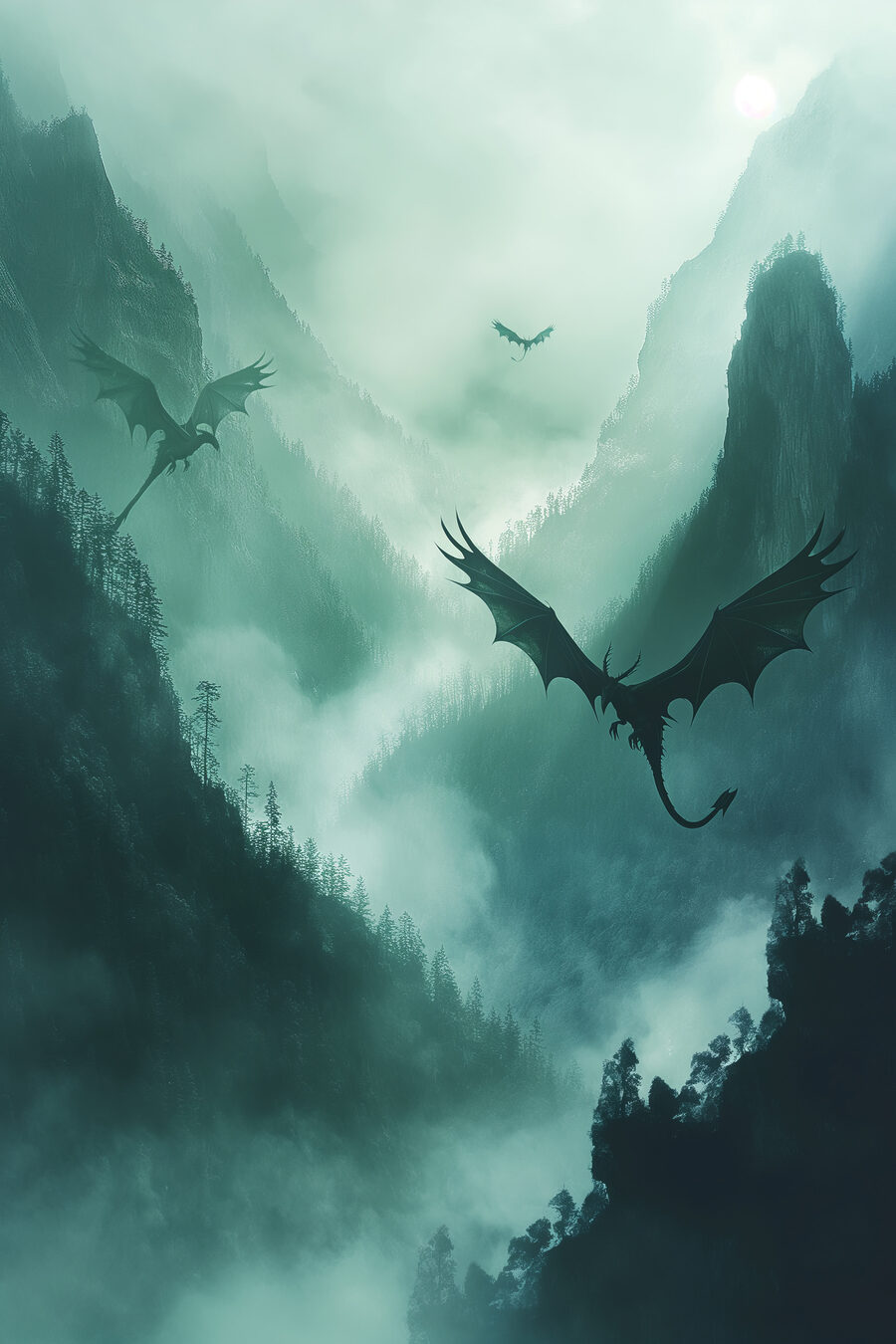 Dragões na neblina — design completo