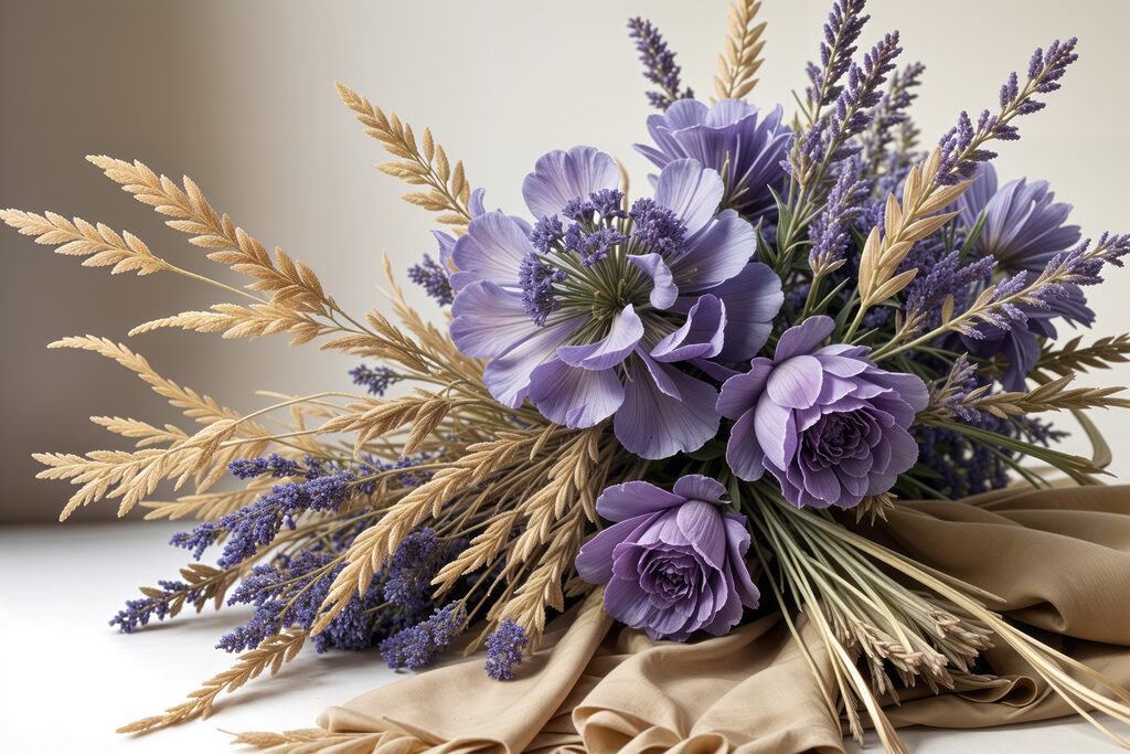 Ramo roxo com espigas — design completo