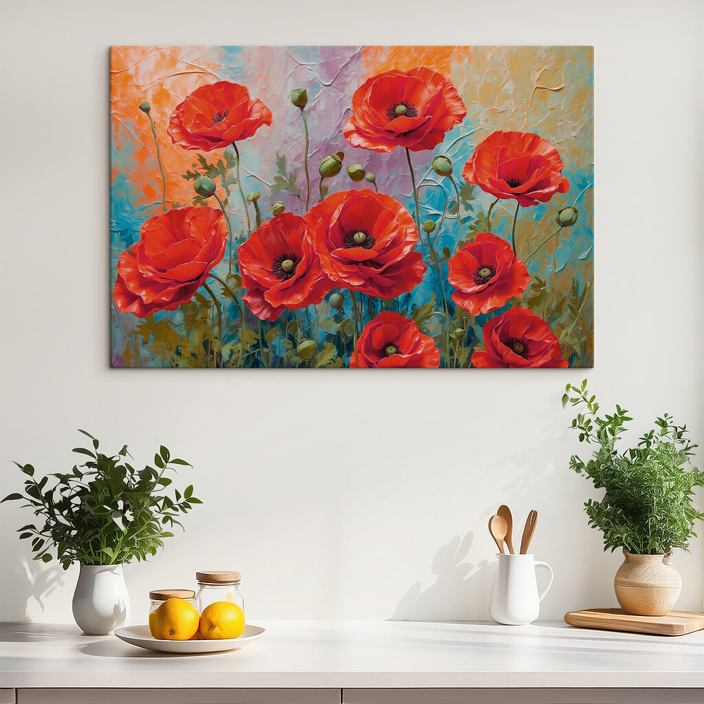Papoilas entre tons pastel — interior 1