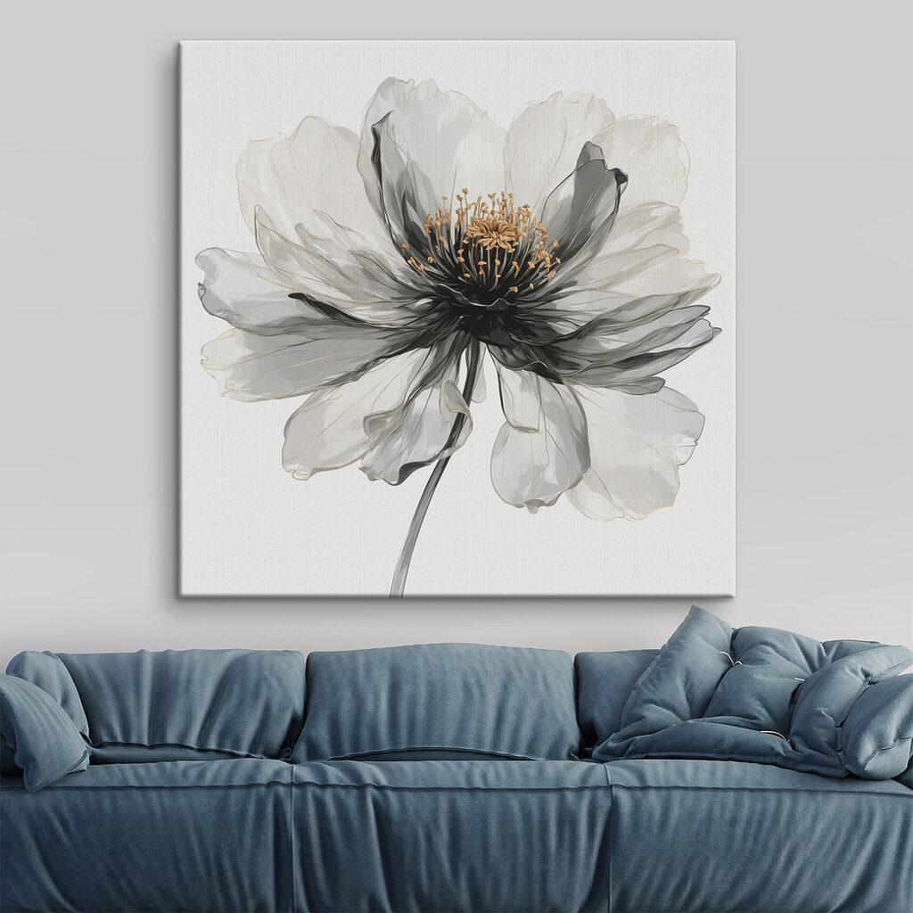 Flor em aguarela cinzenta — interior 2