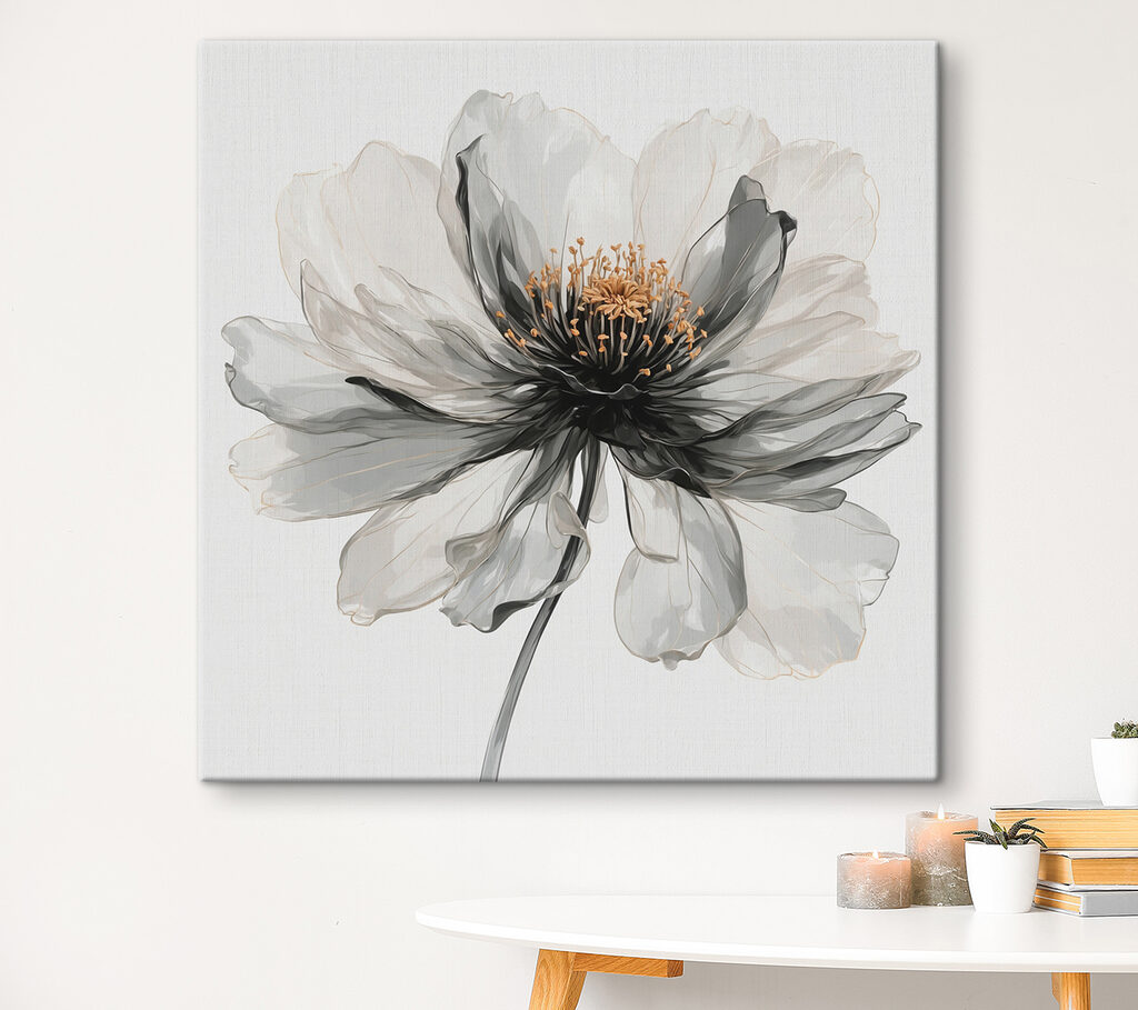 Flor em aguarela cinzenta — interior 3