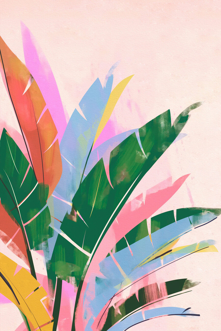 Folhas pastel sobre rosa — design completo