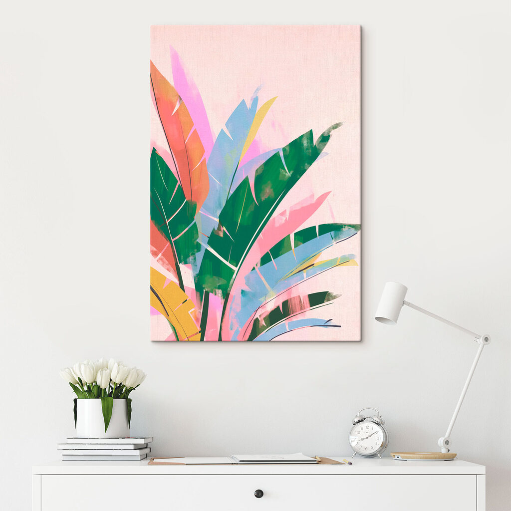 Folhas pastel sobre rosa — interior 1