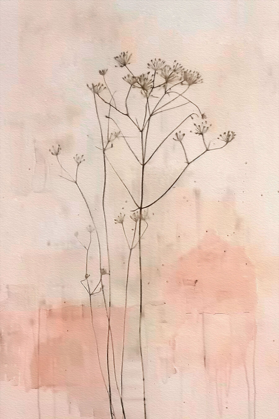 Umbelas finas sobre rosa — design completo
