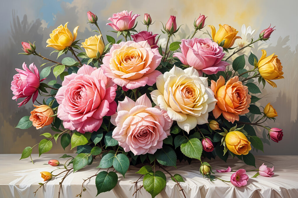 Rosas em tons vivos — design completo