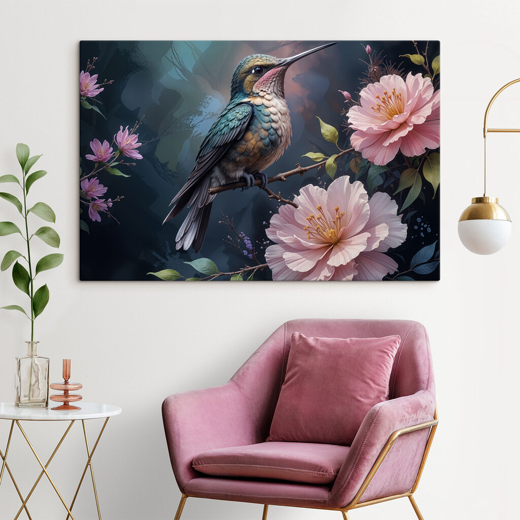 Colibri entre peónias — interior 1