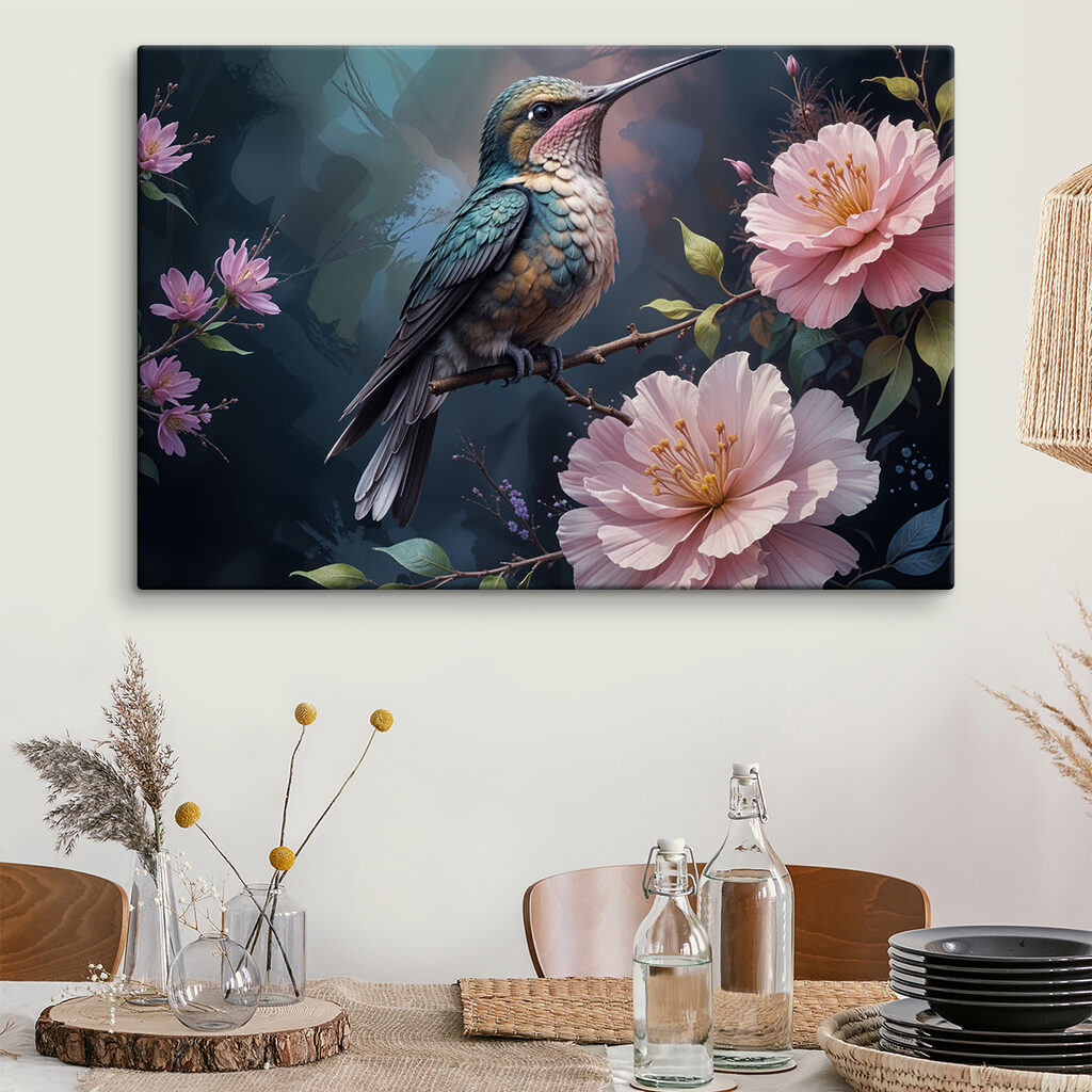 Colibri entre peónias — interior 2
