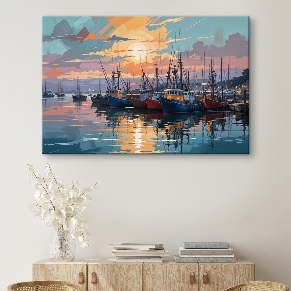 Barcos pesqueiros ao entardecer — interior 2