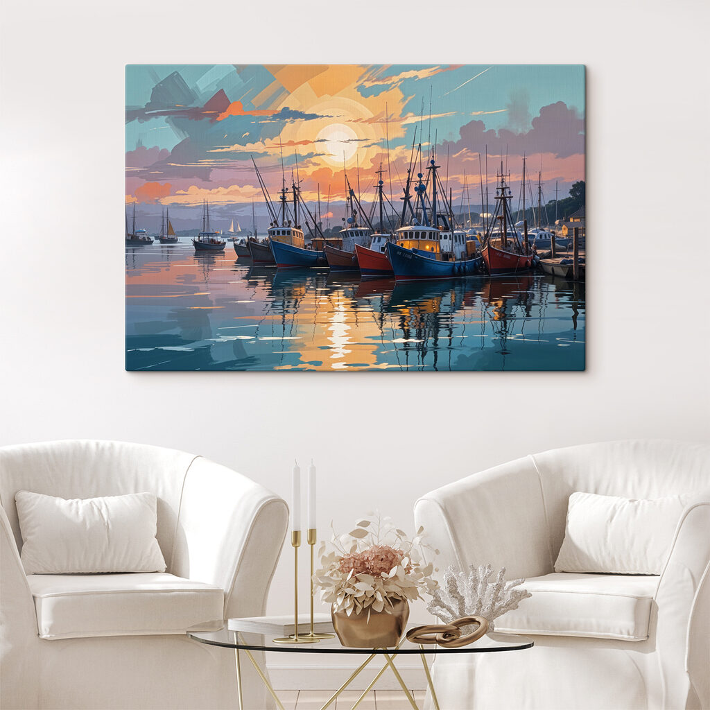 Barcos pesqueiros ao entardecer — interior 1