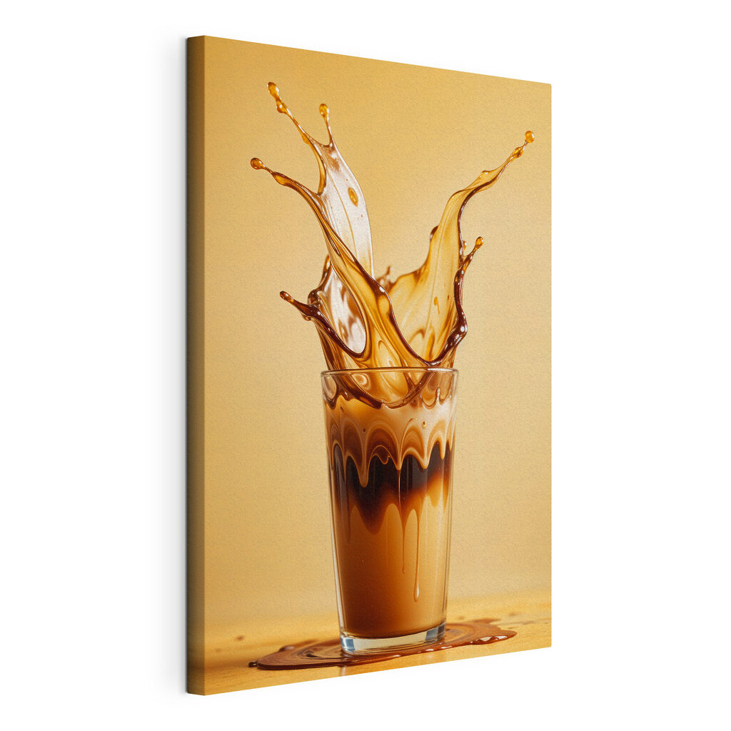 Salpicos de café, tela esticada e borda contínua