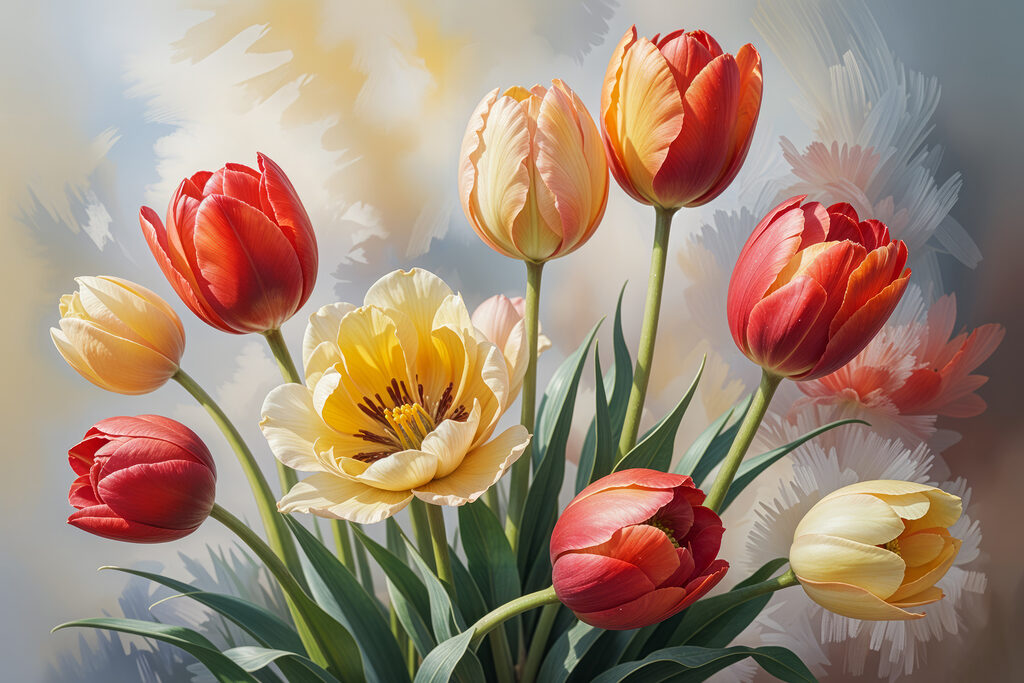 Tulipas em tons quentes — design completo