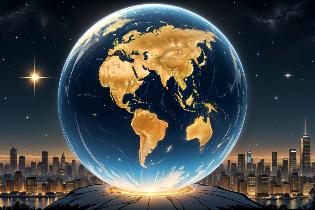 Globo sobre a cidade — design completo