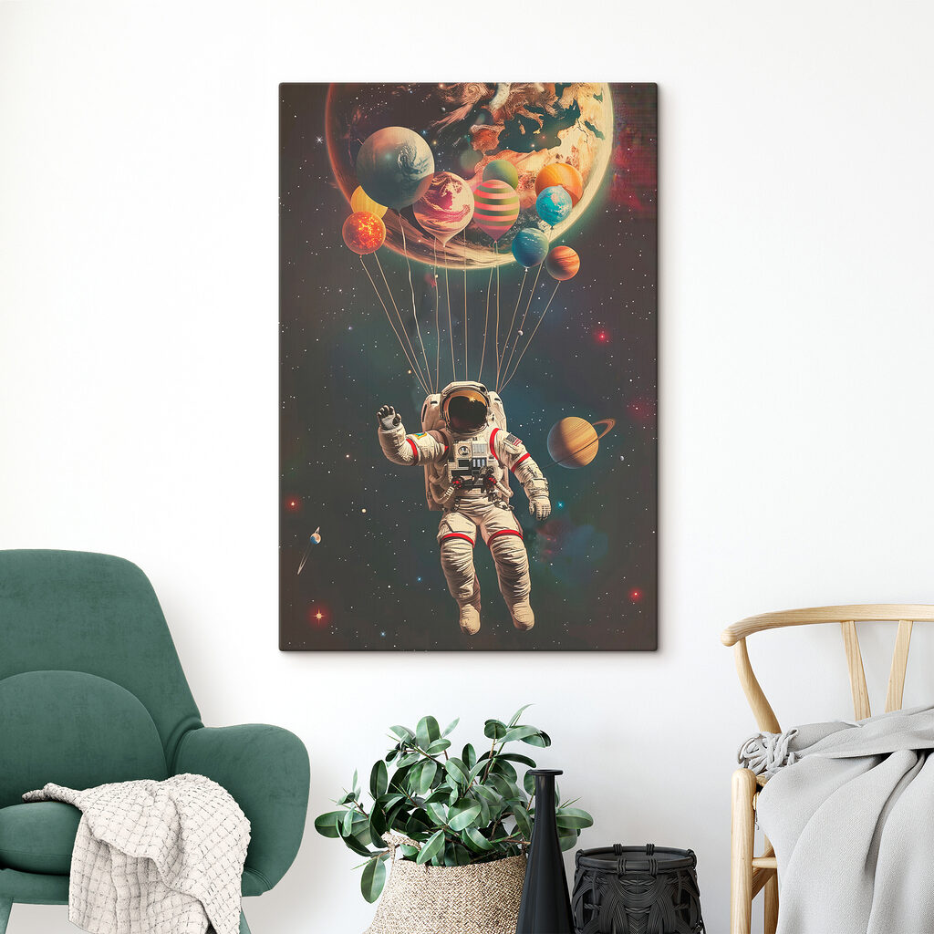 Astronauta com balões planetários — interior 2