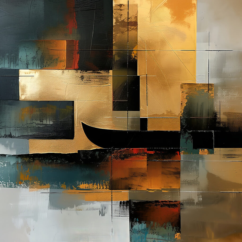 Formas abstratas em dourado — design completo