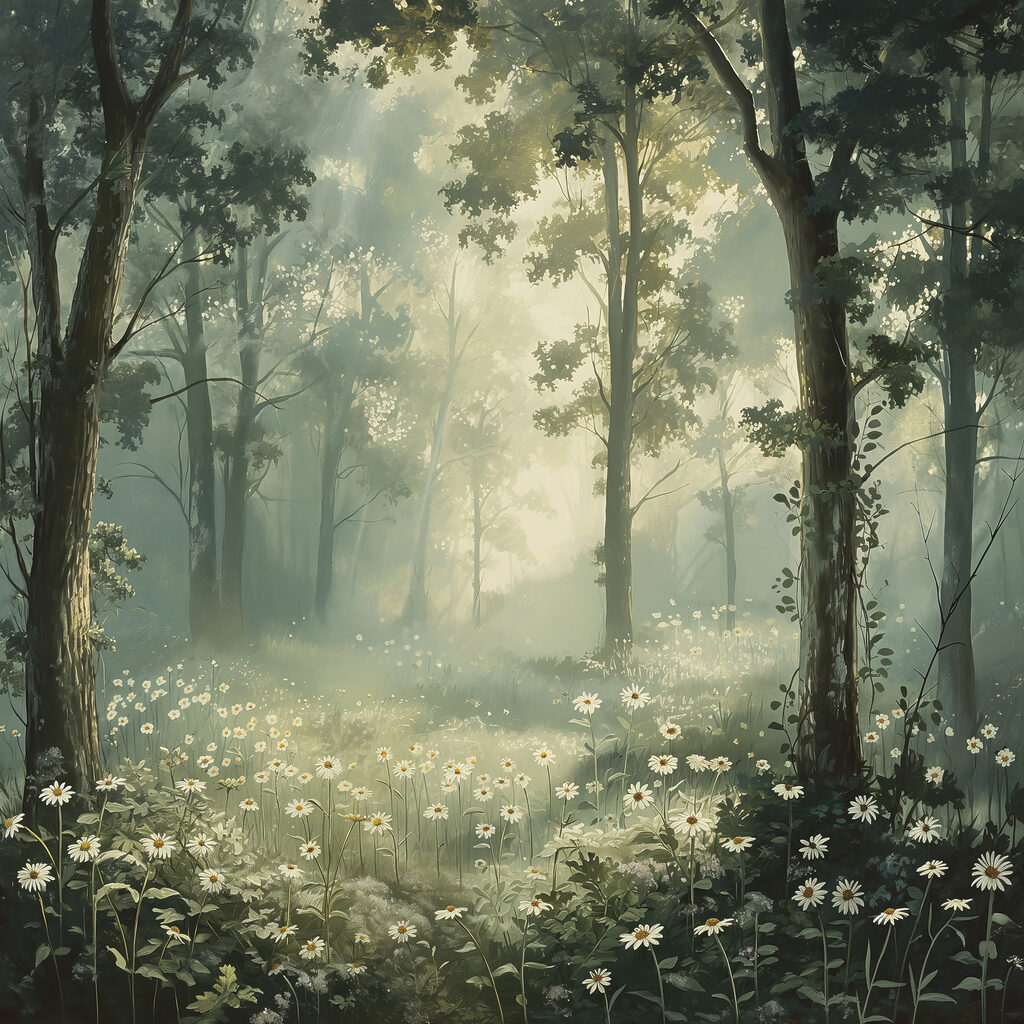 Margaridas na neblina — design completo