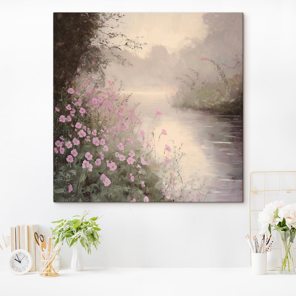 Flores cor-de-rosa e rio — interior 3