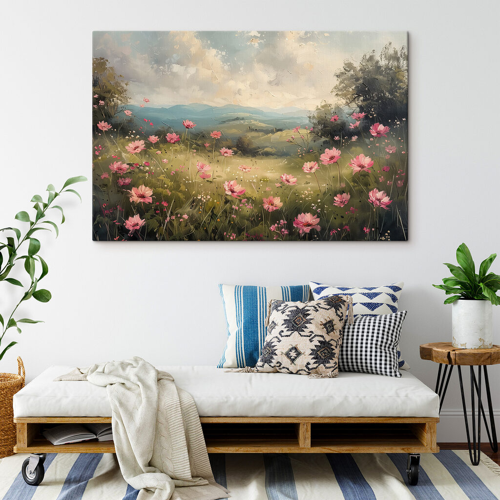 Vale cor-de-rosa sob nuvens — interior 2