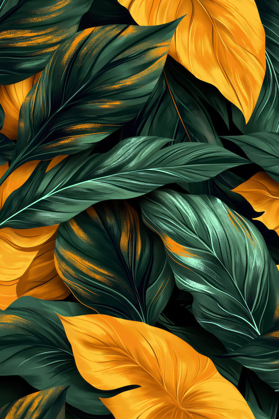 Folhas em fundo escuro — design completo