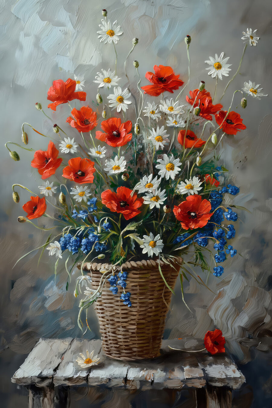 Flores silvestres num cesto — design completo