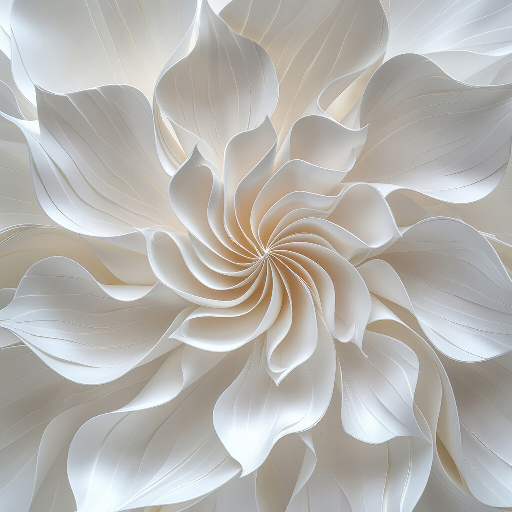 Espiral de flores brancas — design completo