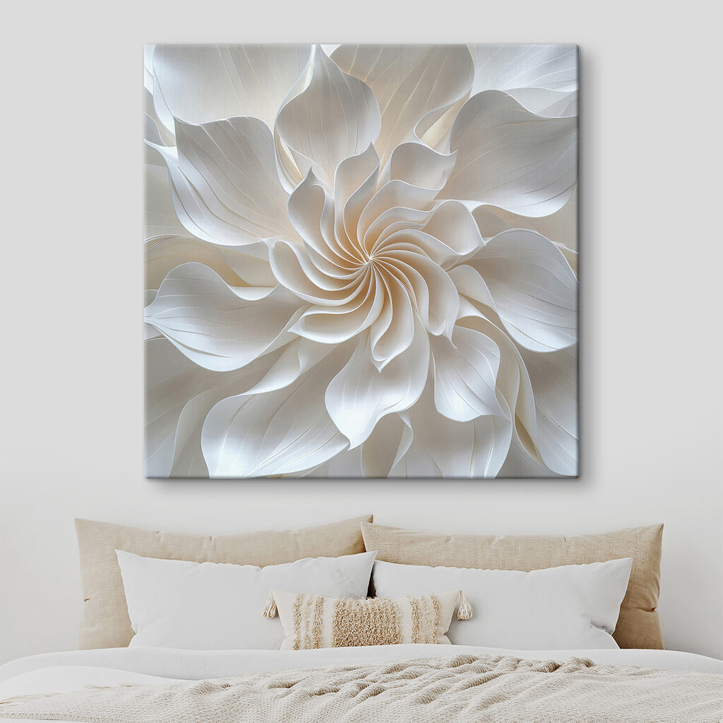 Espiral de flores brancas num interior