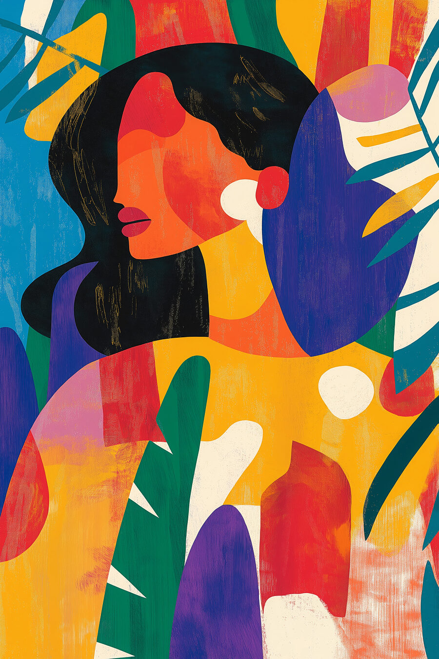Mulher em cores vivas — design completo