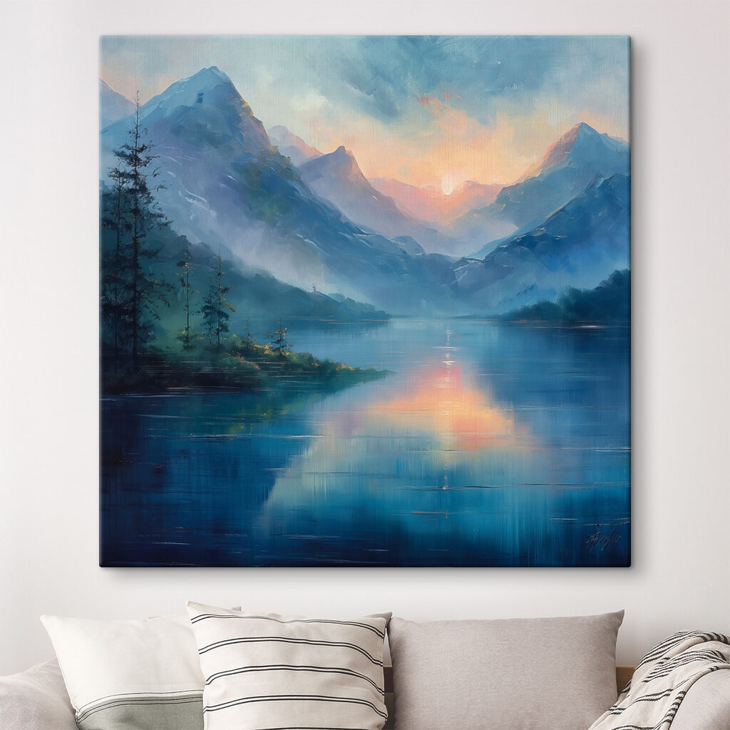 Lago azul ao entardecer — interior 3