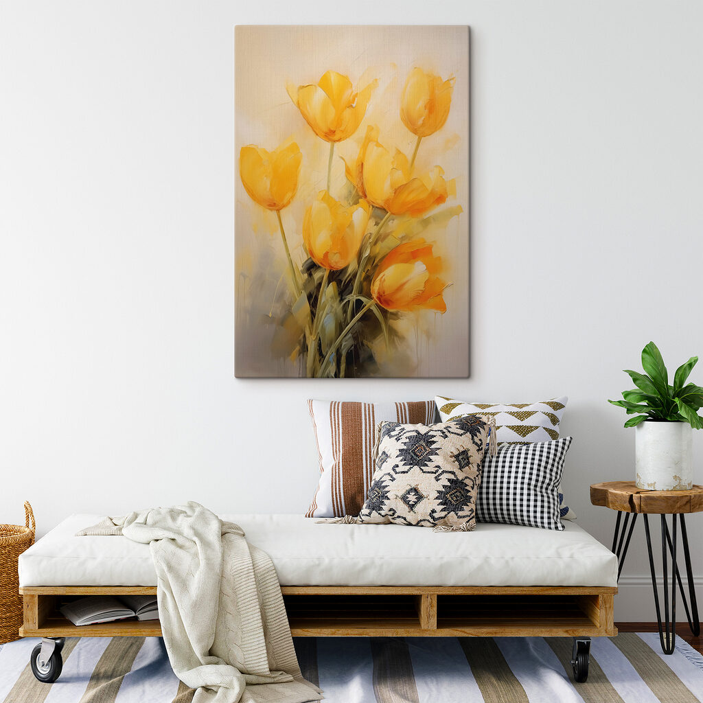 Tulipas amarelas em aguarela — interior 2