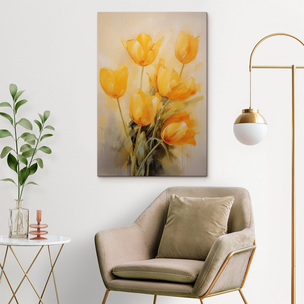 Tulipas amarelas em aguarela — interior 1