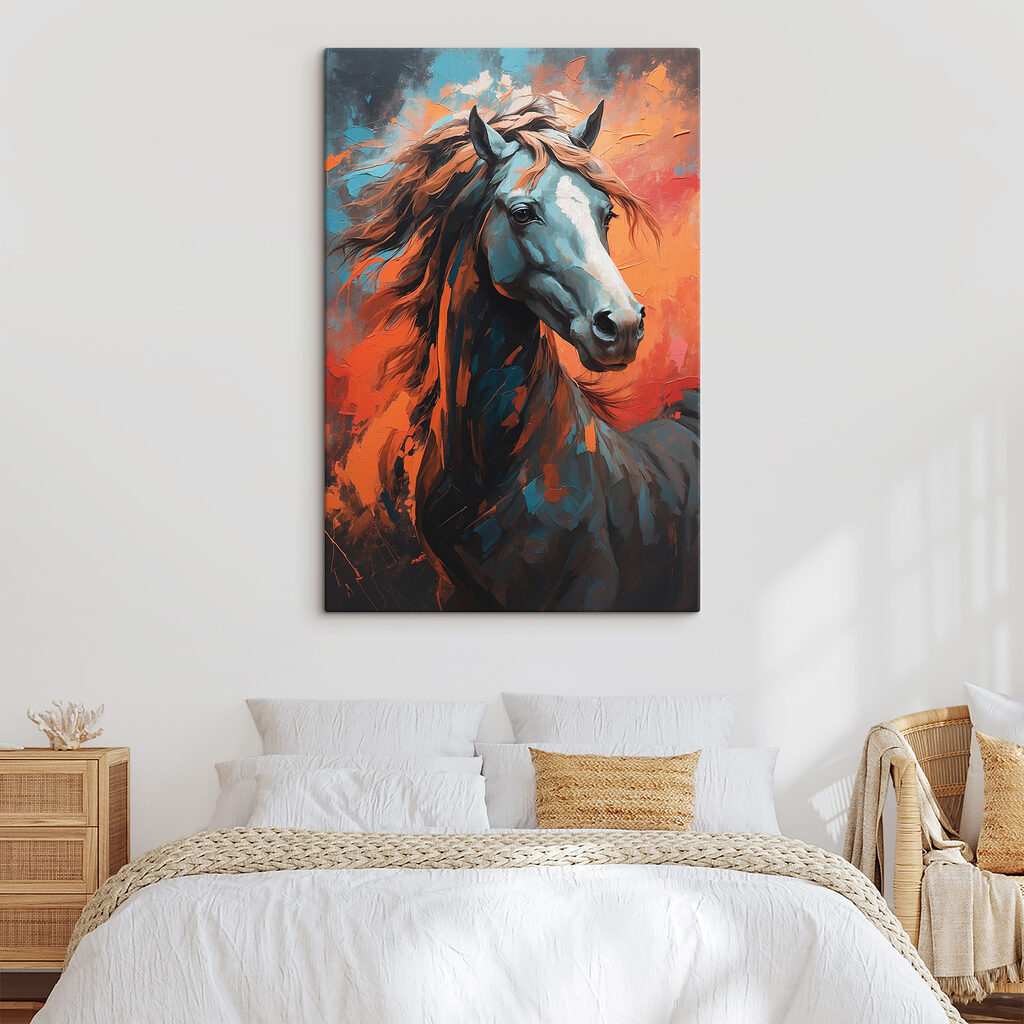 Cavalo escuro em laranja — interior 2