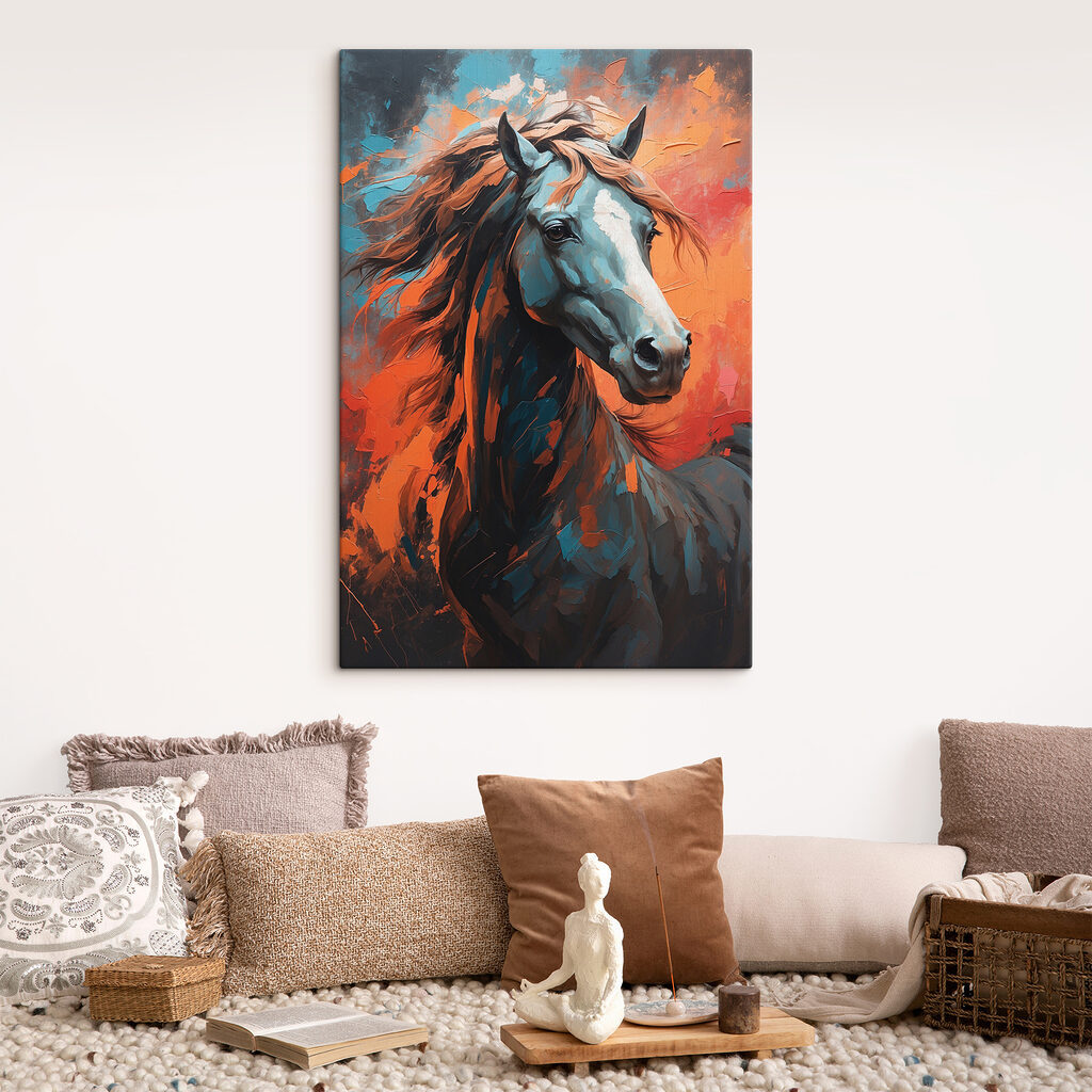 Cavalo escuro em laranja — interior 3