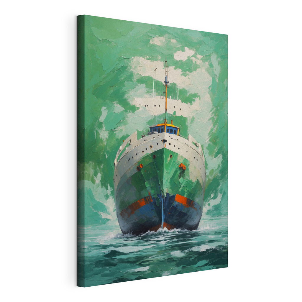 Navio que se aproxima, tela esticada e borda contínua