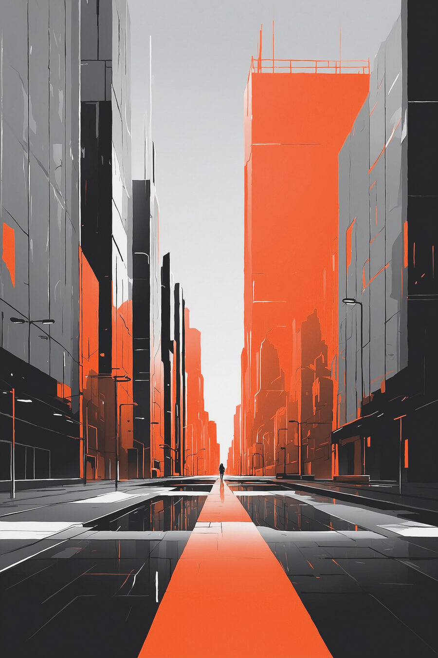 Perspetiva laranja na cidade — design completo