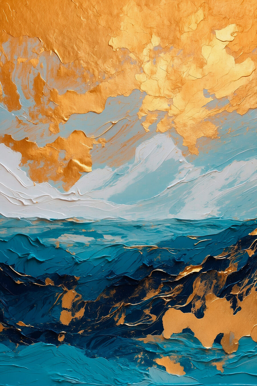 Céu dourado sobre azul-profundo — design completo