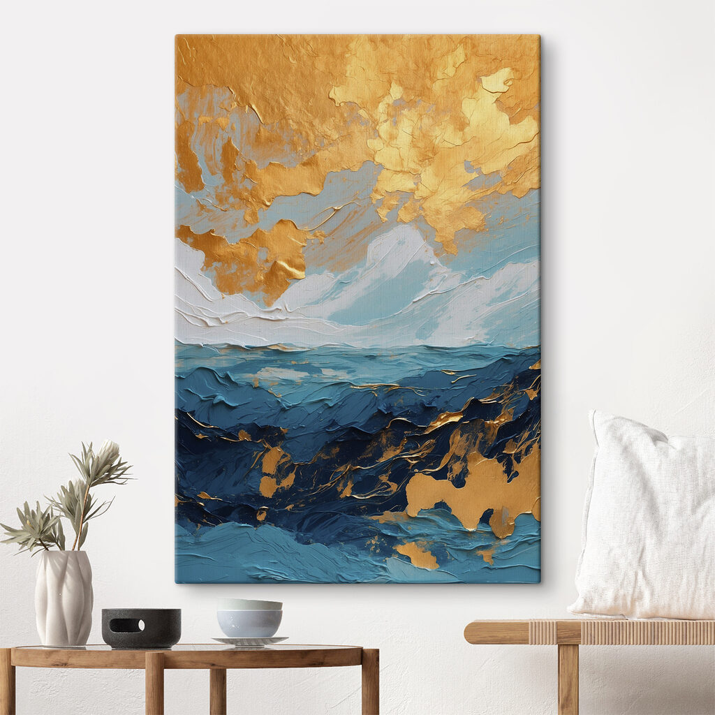 Céu dourado sobre azul-profundo — interior 1