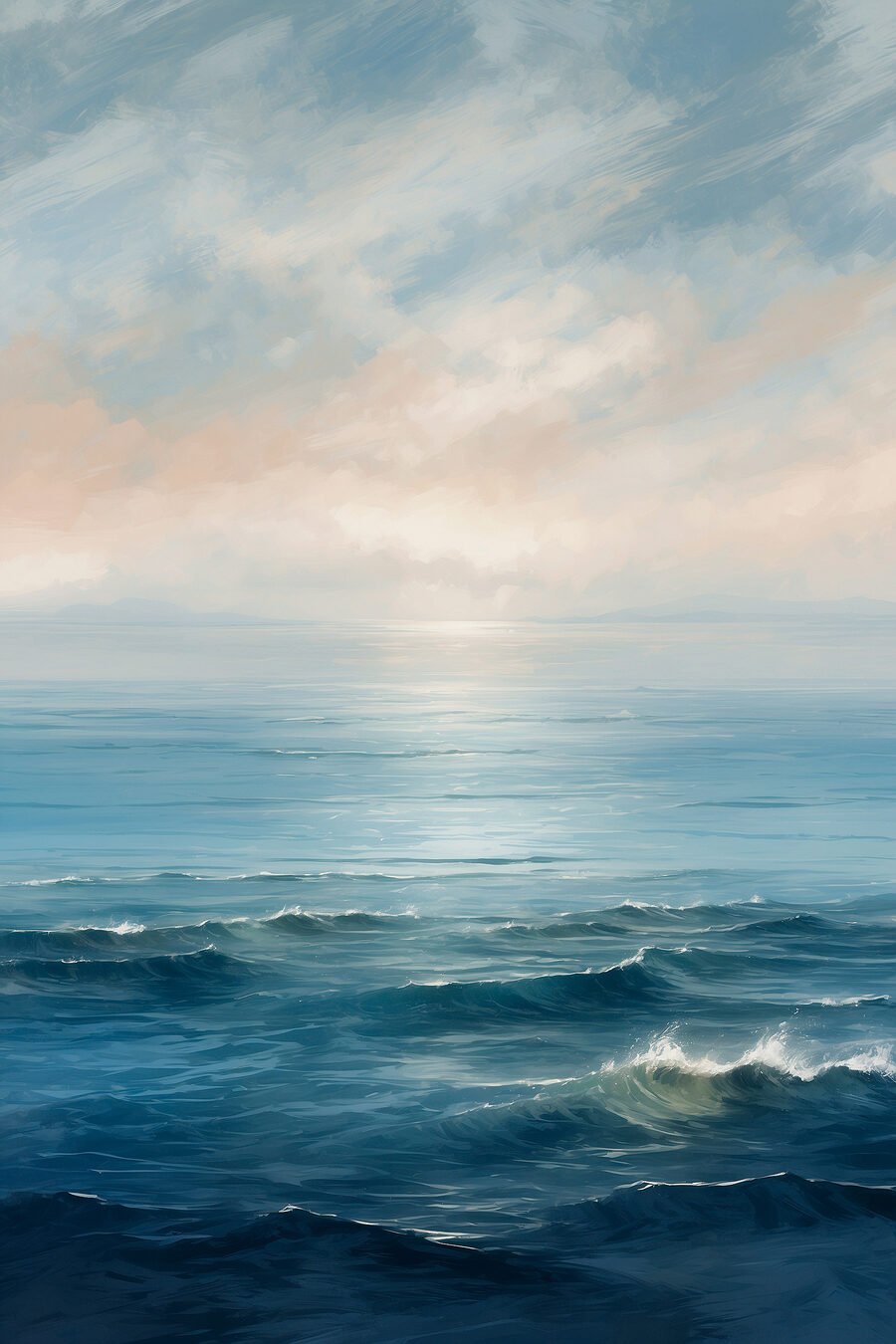 Mar azul e pêssego — design completo
