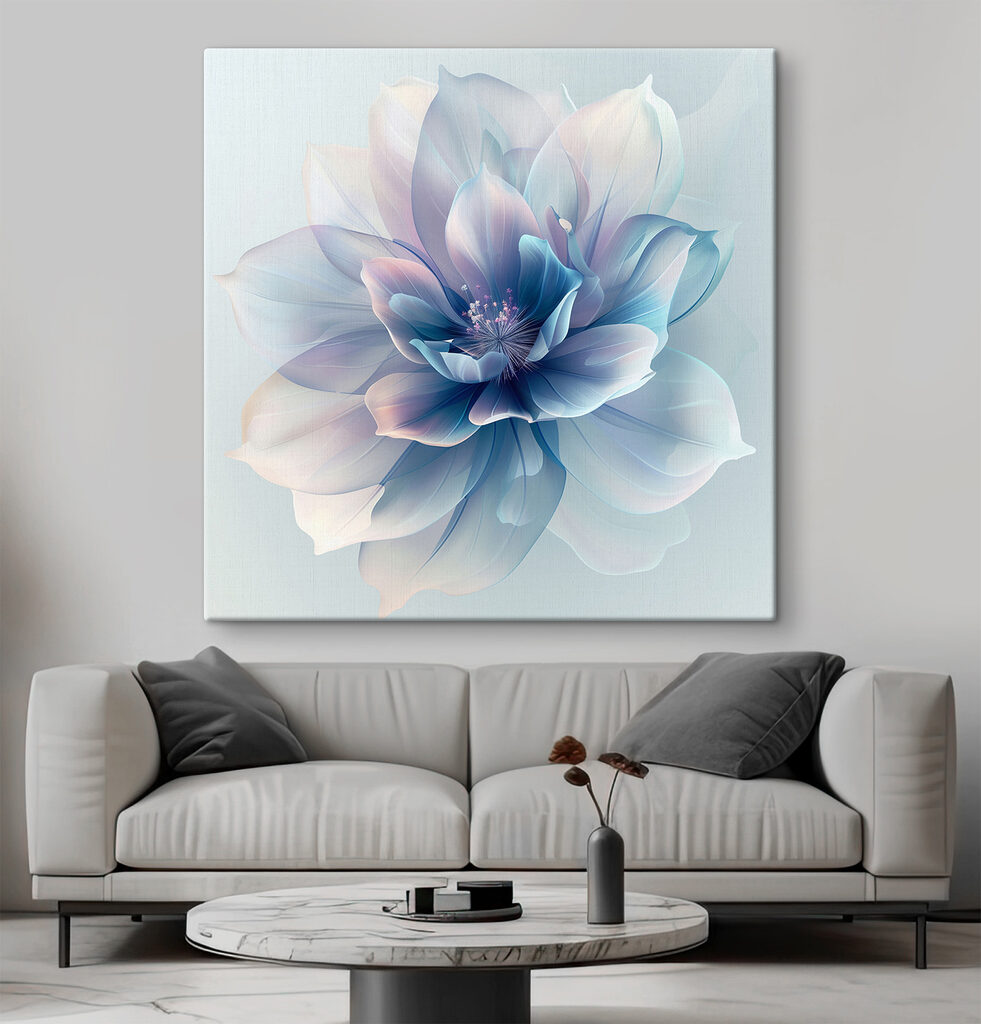 Flor azul pastel — interior 2