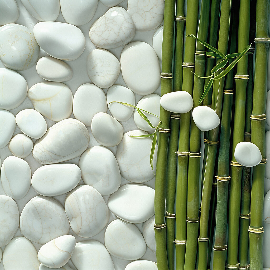 Bambu e pedras brancas — design completo