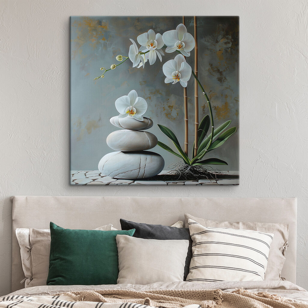 Orquídea sobre pedras empilhadas — interior 2