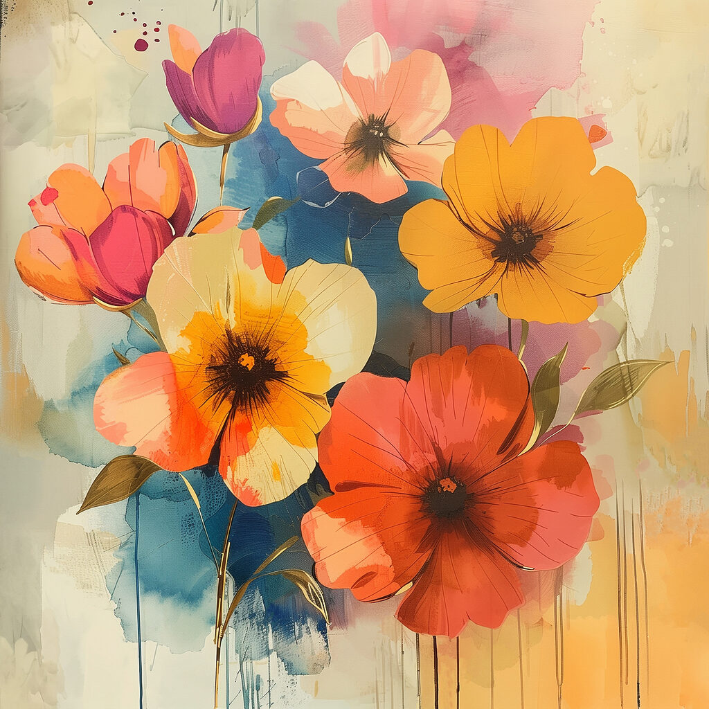 Flores quentes em manchas — design completo