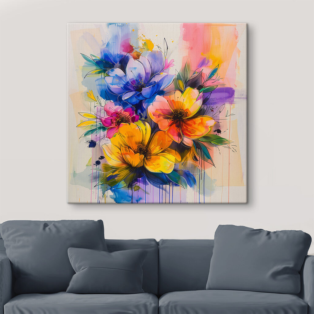 Flores azuis em salpicos — interior 1