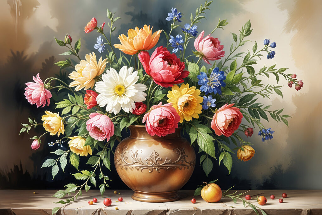 Rosas em taça decorada — design completo