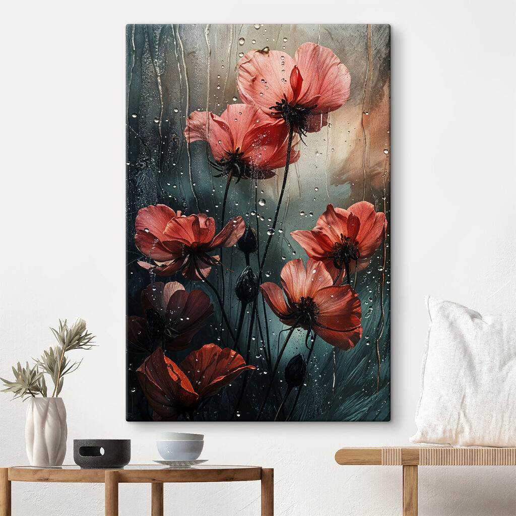 Flores vermelhas na chuva — interior 1