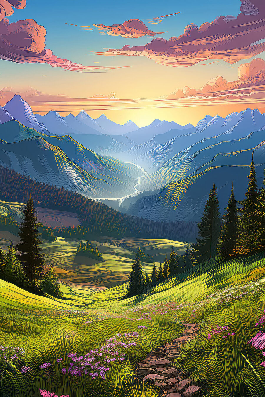 Vale entre montanhas — design completo